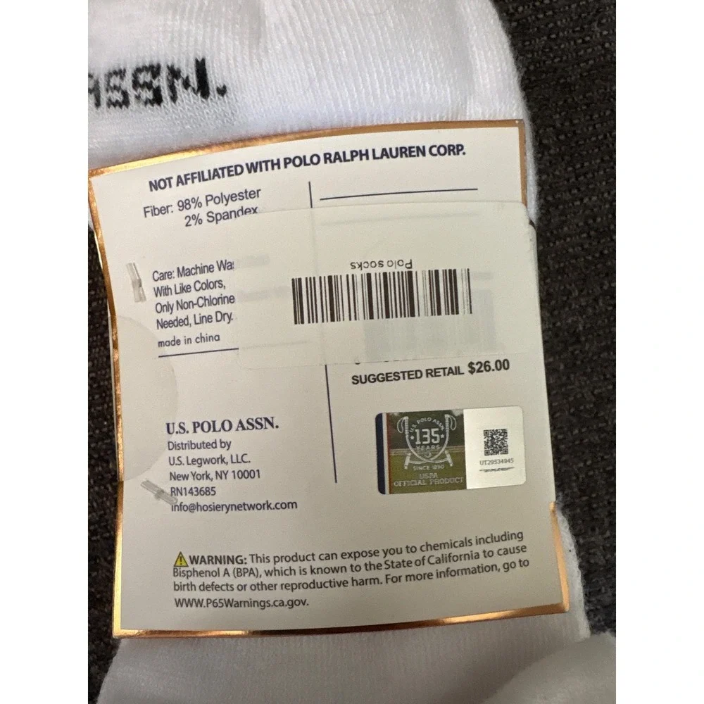 US Polo Assn 10 Pairs White Low‎ Cut Moisture Control Socks Shoe Size 4-10